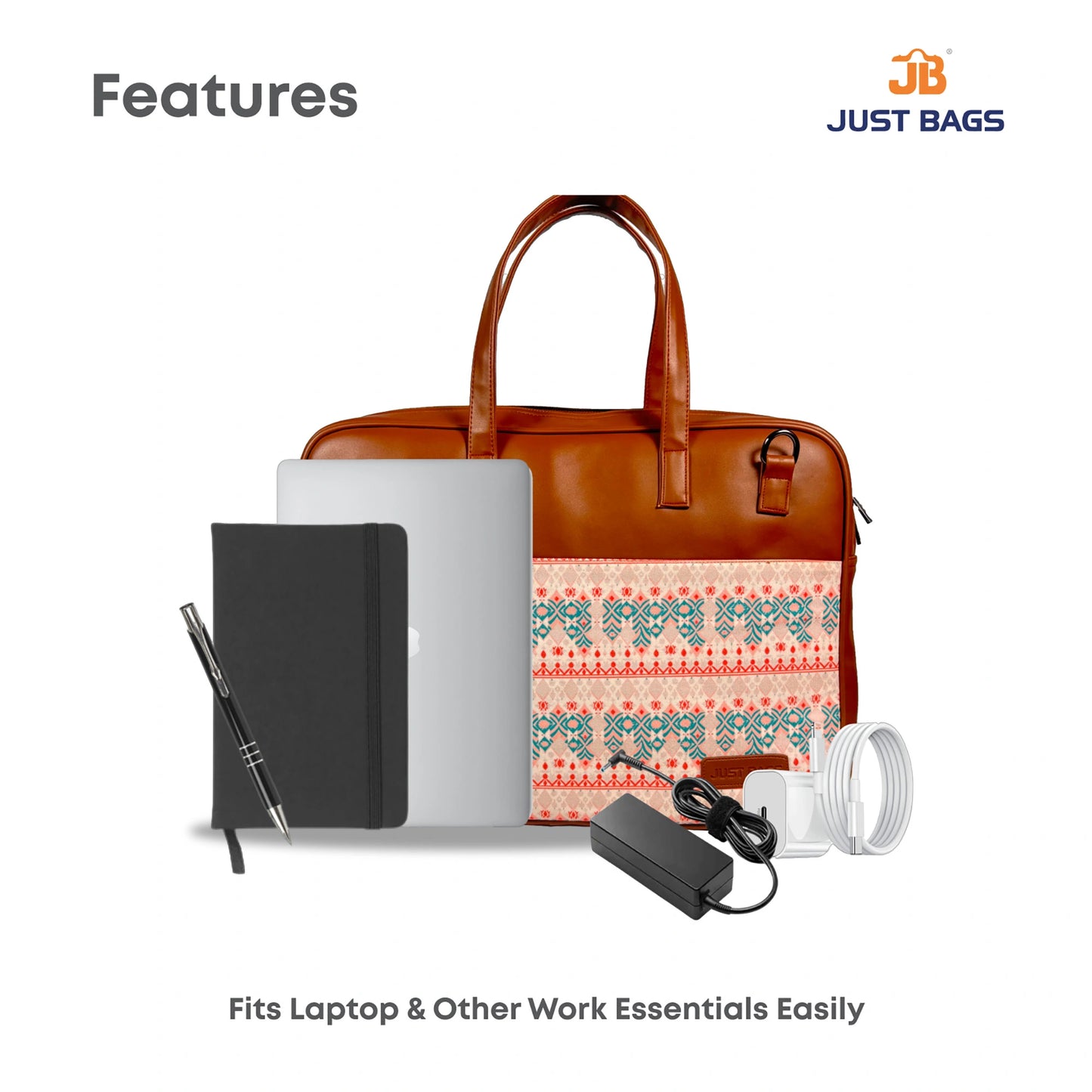 All-Over Printed Foam Leather Office Laptop Bag – Fits up to 15.5" Laptop