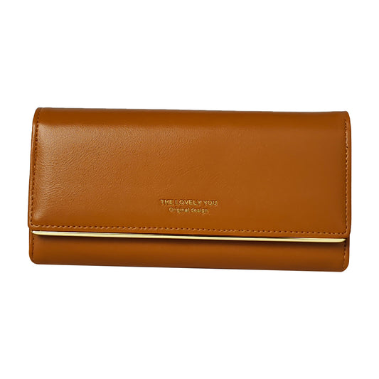 Justbags Women's Classic Style Faux Leather Wallet - Brown