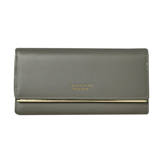 Justbags Women's Classic Style Faux Leather Wallet -Grey