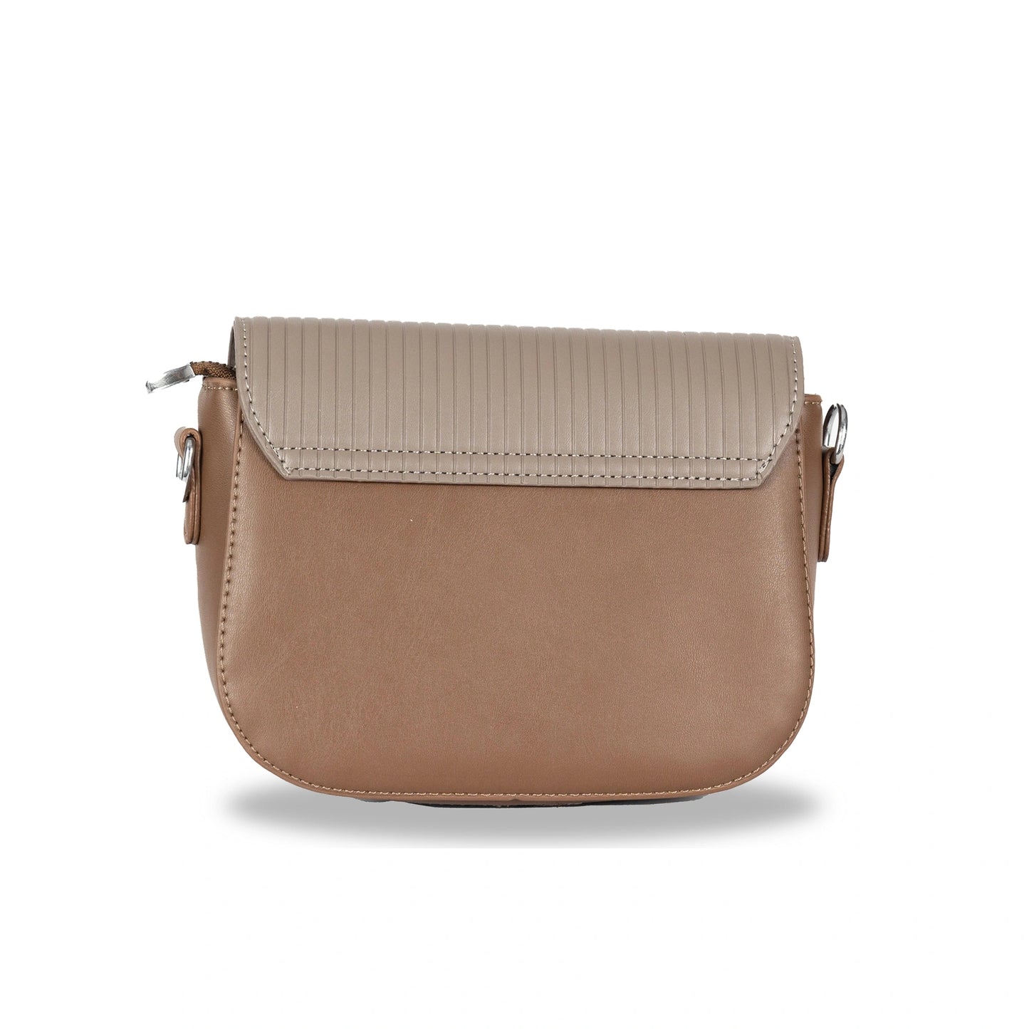 MIN Sleek Faux Leather Sling & Hand Bag – Lined Texture, Silver Accents, Magnetic Closure
