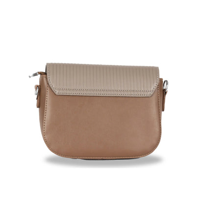MIN Sleek Faux Leather Sling & Hand Bag – Lined Texture, Silver Accents, Magnetic Closure