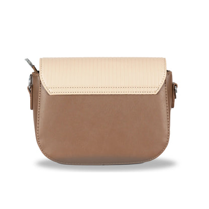MIN Sleek Faux Leather Sling & Hand Bag – Lined Texture, Silver Accents, Magnetic Closure