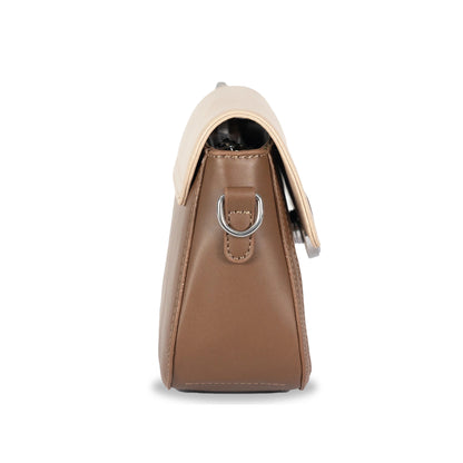 MIN Sleek Faux Leather Sling & Hand Bag – Lined Texture, Silver Accents, Magnetic Closure
