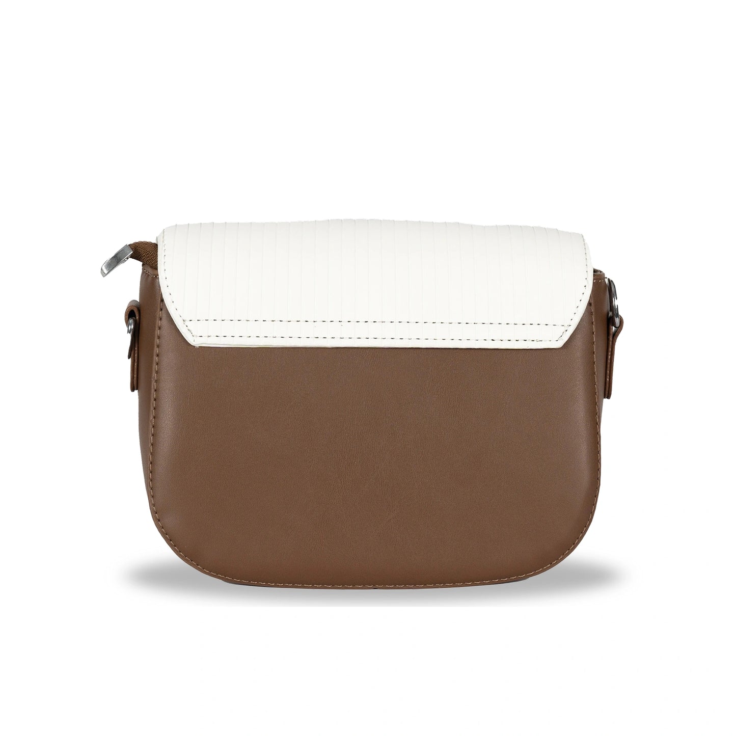 MIN Sleek Faux Leather Sling & Hand Bag – Lined Texture, Silver Accents, Magnetic Closure