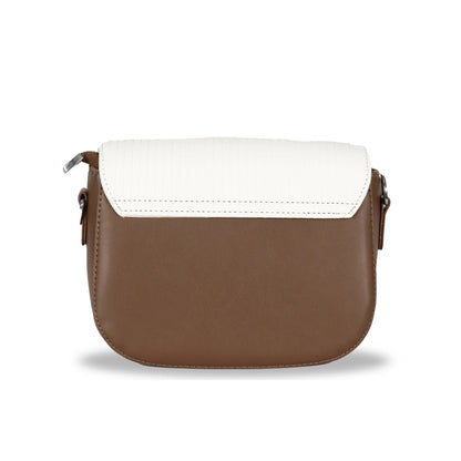 MIN Sleek Faux Leather Sling & Hand Bag – Lined Texture, Silver Accents, Magnetic Closure