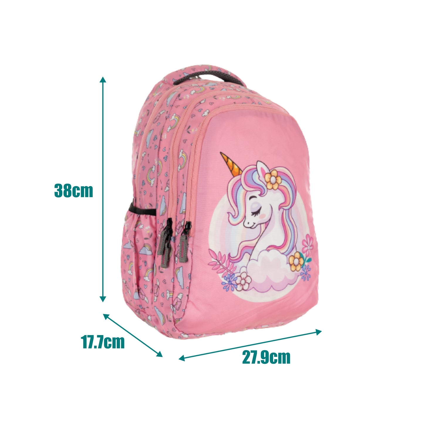 Unicorn Printed Classic Multicolor School Bag for Kids aged 1.5 to 4 years -15 Inches (Pink)