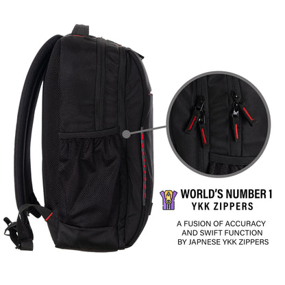 Byte Unisex Black Red Sleek Laptop Backpack