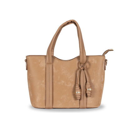 Dual-Use Faux Velvet & Leather Sling-Handbag – Gold Hardware & Tassel Detail