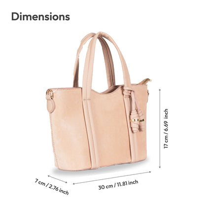 Dual-Use Faux Velvet & Leather Sling-Handbag – Gold Hardware & Tassel Detail