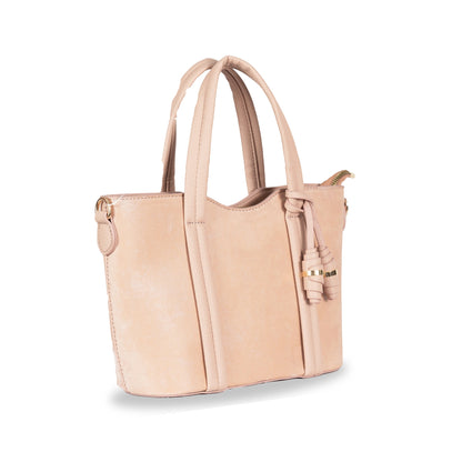 Dual-Use Faux Velvet & Leather Sling-Handbag – Gold Hardware & Tassel Detail