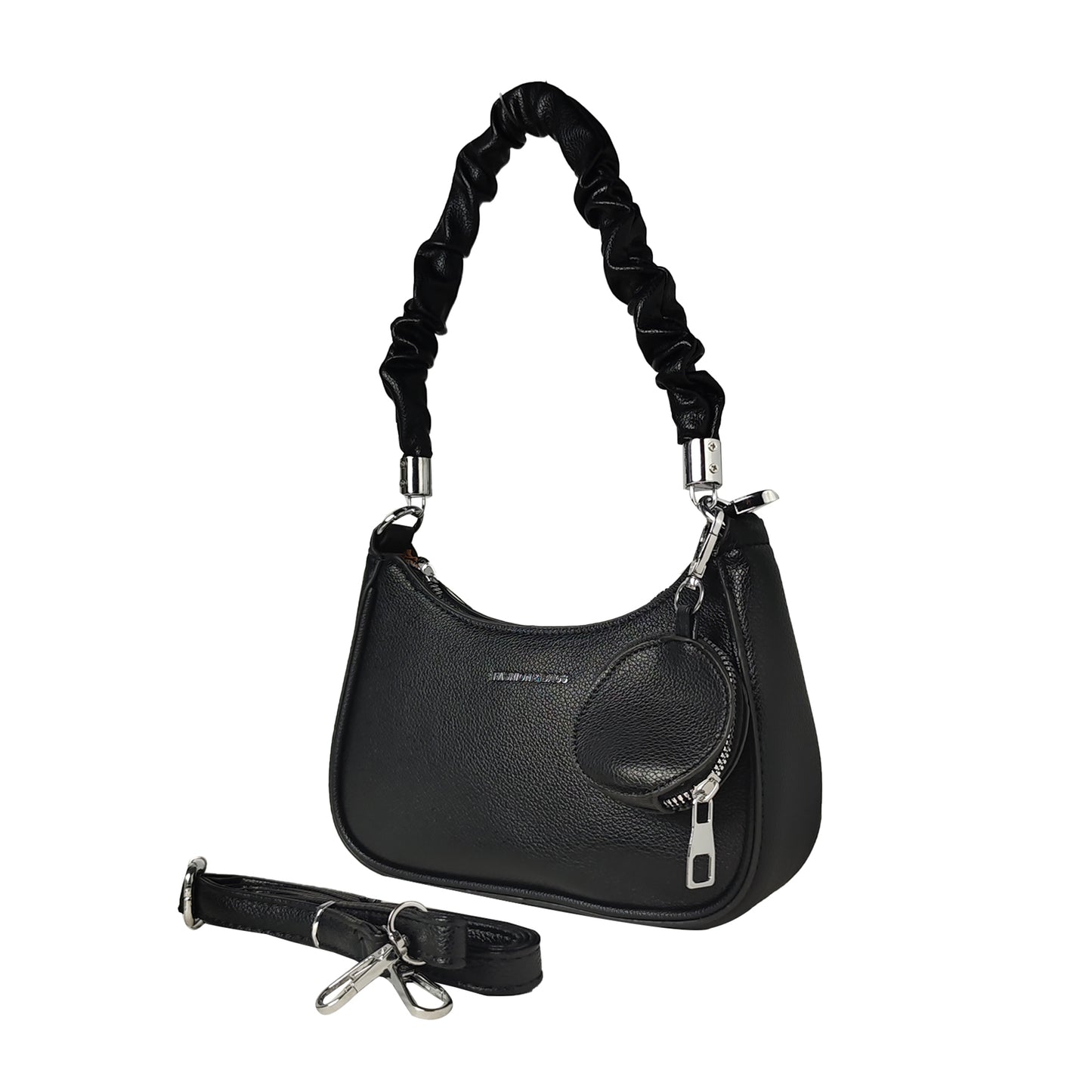 Justbags Elegant Stylish Mini Shoulder Handbag for Women with Zipper- Black