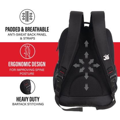 Byte Unisex Black Red Sleek Laptop Backpack