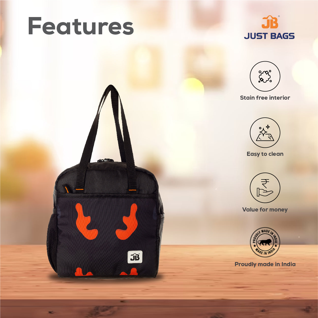 JUSTBAGS Taste-Trekker 8Ltrs Insulated Lunch Bag with Bottle Holder