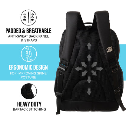 Byte Unisex Black Red Sleek Laptop Backpack