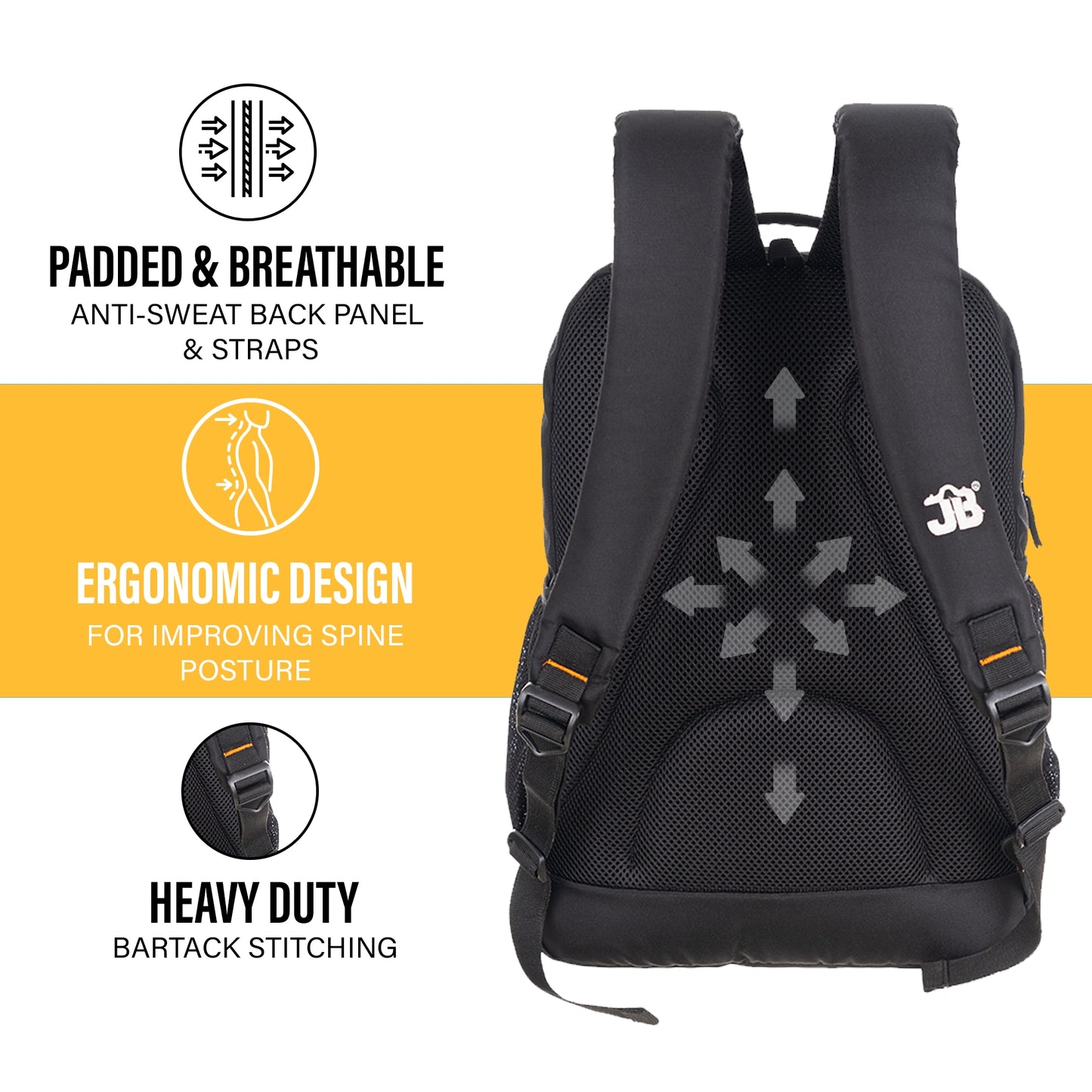 Byte Unisex Black Red Sleek Laptop Backpack