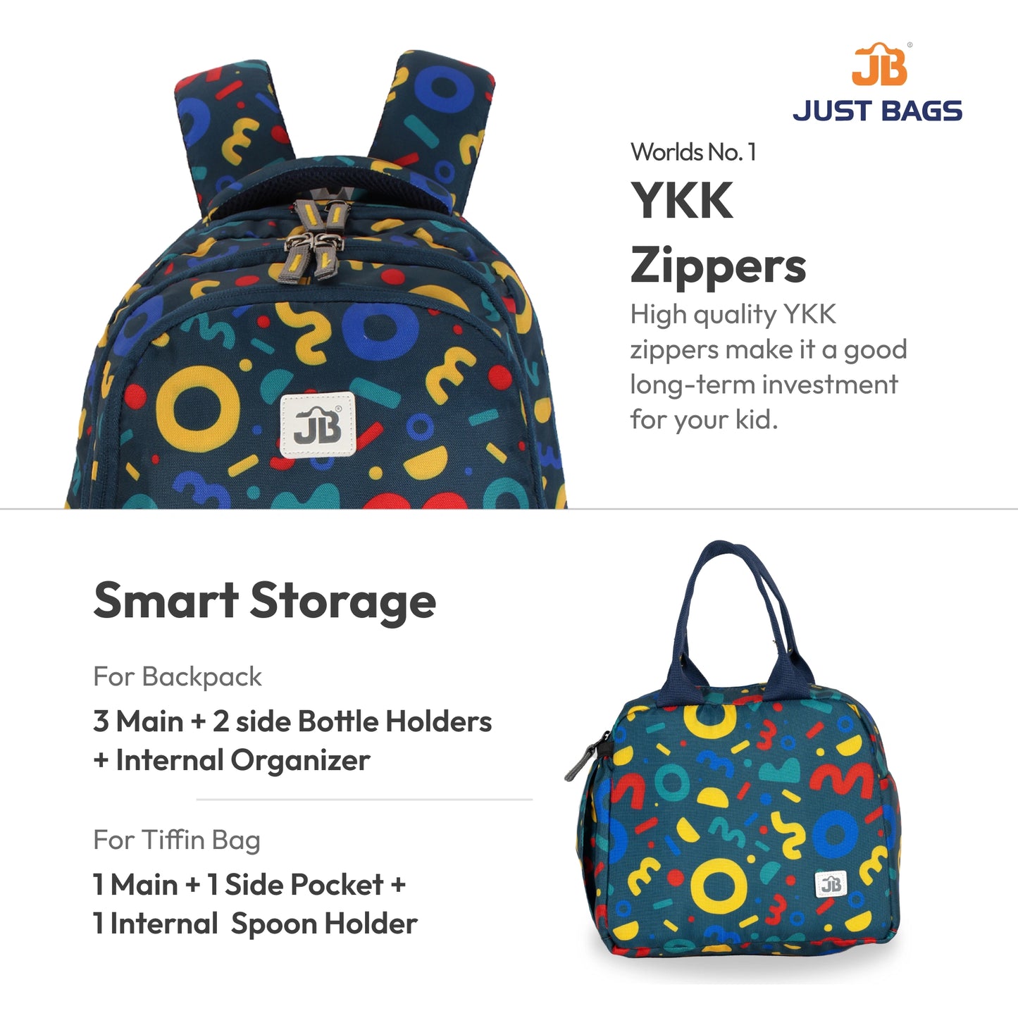 Primary School 24L Backpack & 6L TiffinBag Combo for Kids – 17 Inches-7.5 Inches | Ages 6–8