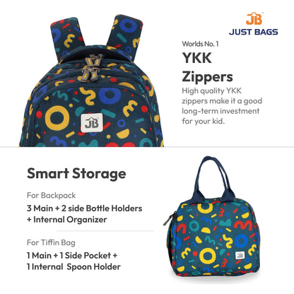 Primary School 24L Backpack & 6L TiffinBag Combo for Kids – 17 Inches-7.5 Inches | Ages 6–8