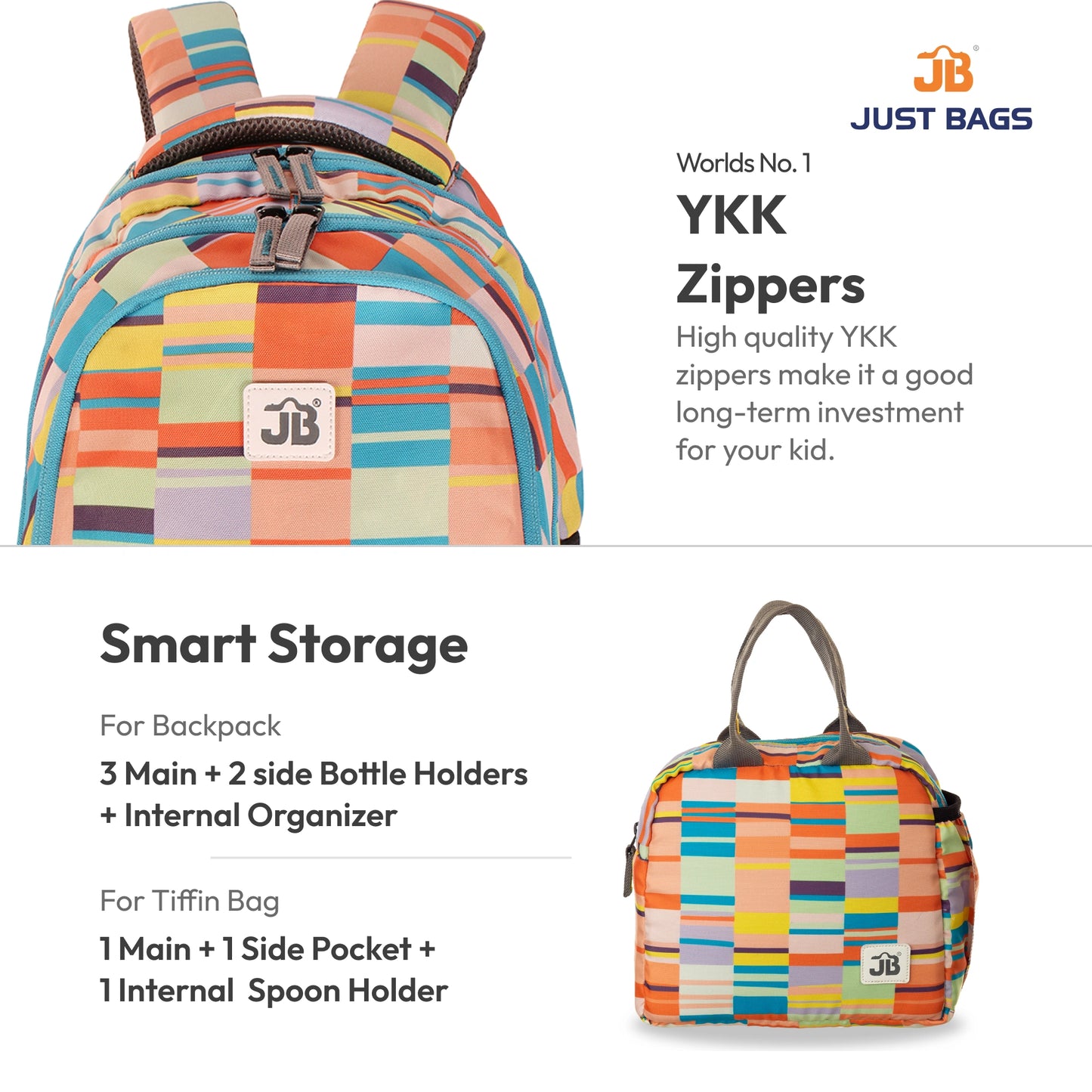 Primary School 24L Backpack & 6L TiffinBag Combo for Kids – 17 Inches-7.5 Inches | Ages 6–8