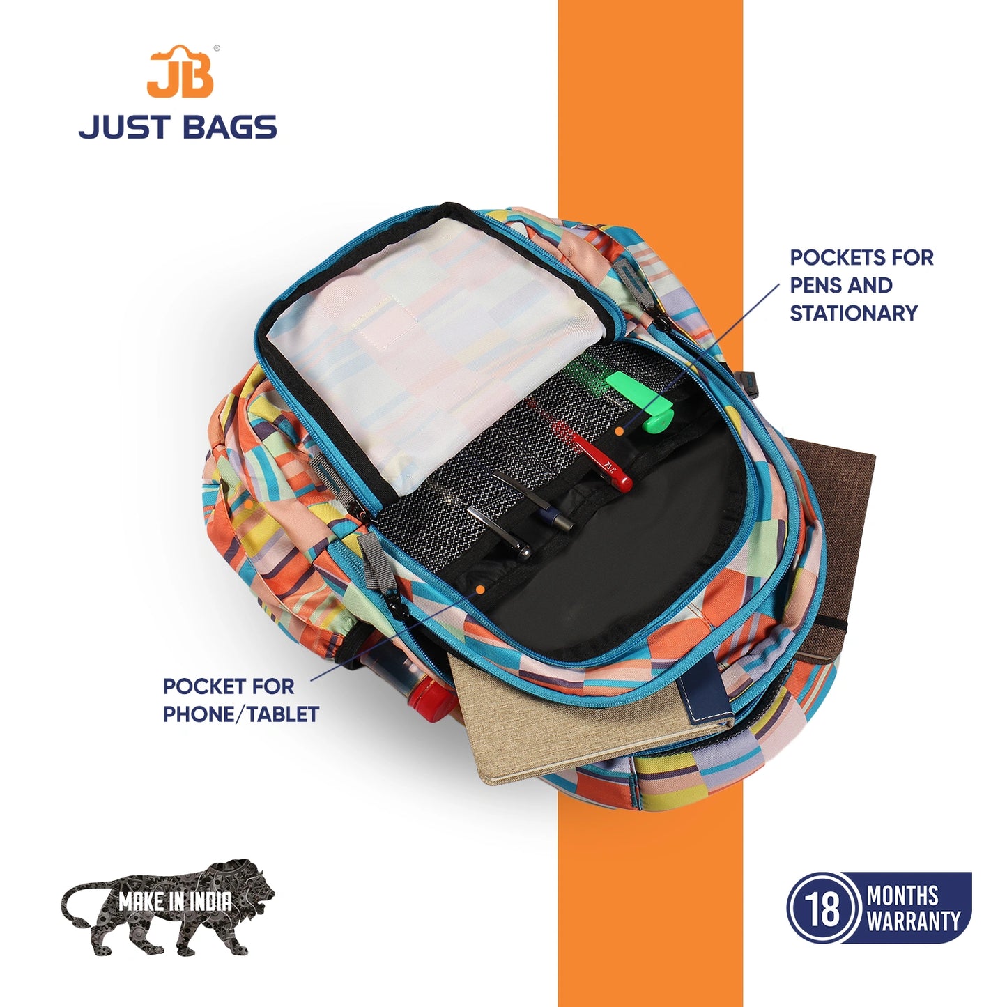 Classic School Bag(43cm)(17 inches) & Tiffin Bag(26cm) Combo – Stylish, Durable & Water-Resistant | Lightweight Backpack