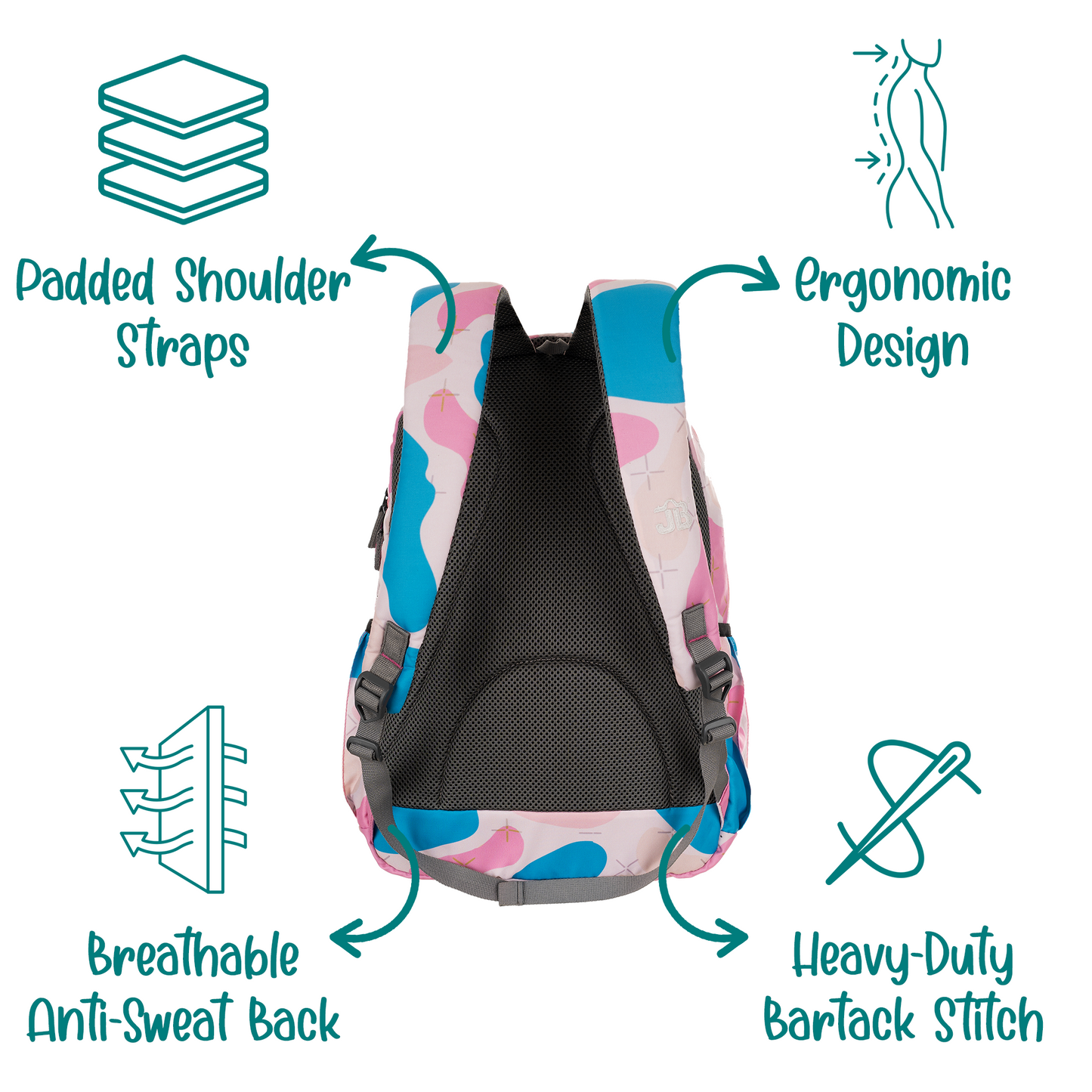 Sky Blossom School Backpack - 17 Inch (Pink-Blue)