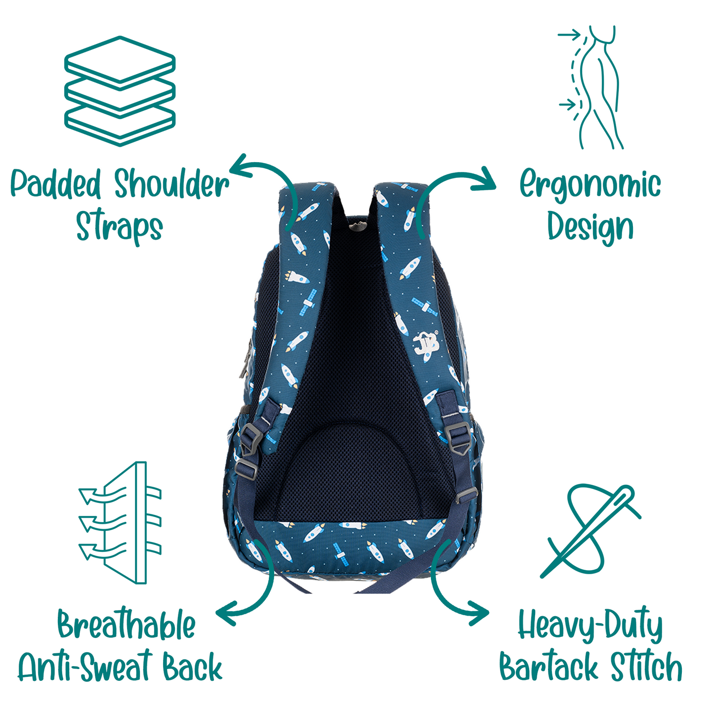 Cosmic Navy Blue School Backpack for Kids 6 to 9 years - 17 Inch (Cosmic Navy)