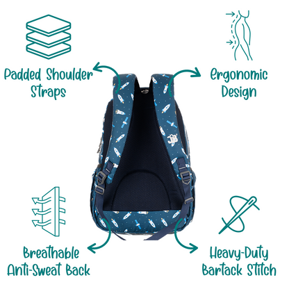 Cosmic Navy Blue School Backpack for Kids 6 to 9 years - 17 Inch (Cosmic Navy)