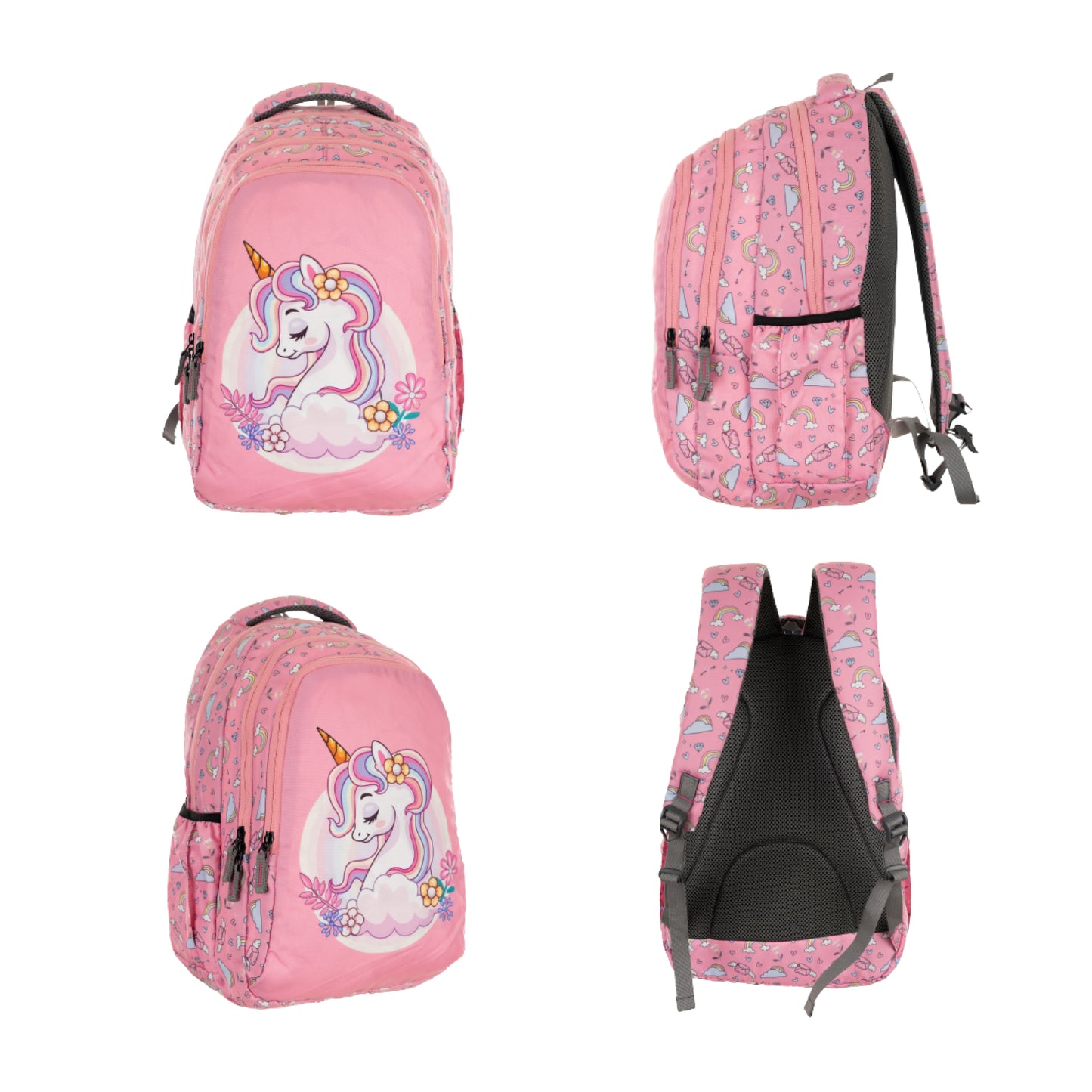 Unicorn Printed Classic Multicolor School Bag for Kids aged 1.5 to 4 years -15 Inches (Pink)
