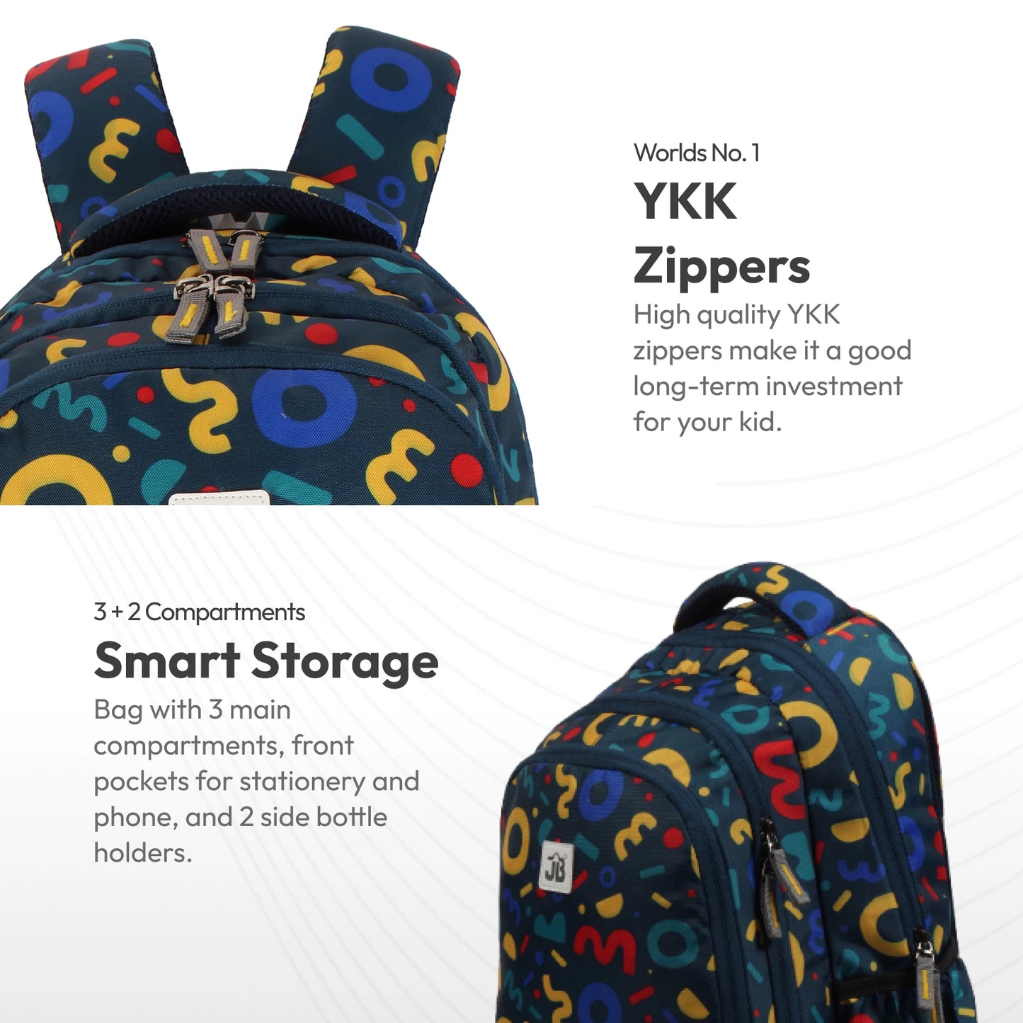 Classic School Bag(38cm)(15 inches) & Tiffin Bag(26cm) Combo – Stylish, Durable & Water-Resistant | Lightweight Backpack