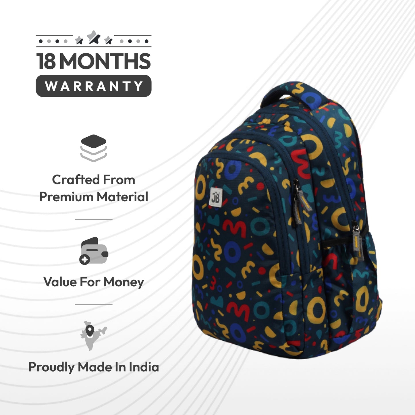 Classic School Bag(38cm)(15 inches) & Tiffin Bag(26cm) Combo – Stylish, Durable & Water-Resistant | Lightweight Backpack