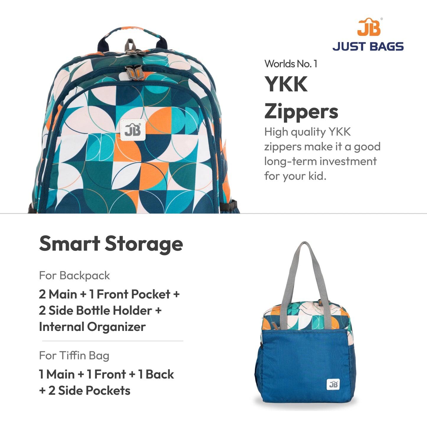 Secondary School Combo 34L Backpack & 8L TiffinBag Backpack For Children - 19 Inches & 10.5 Inches | Age 9+