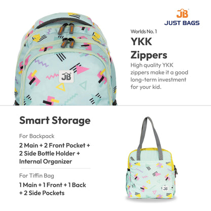 Primary School 25L Backpack & 8L TiffinBag Combo for Kids – 17 Inches & 10.5 Inches | Ages 8–10