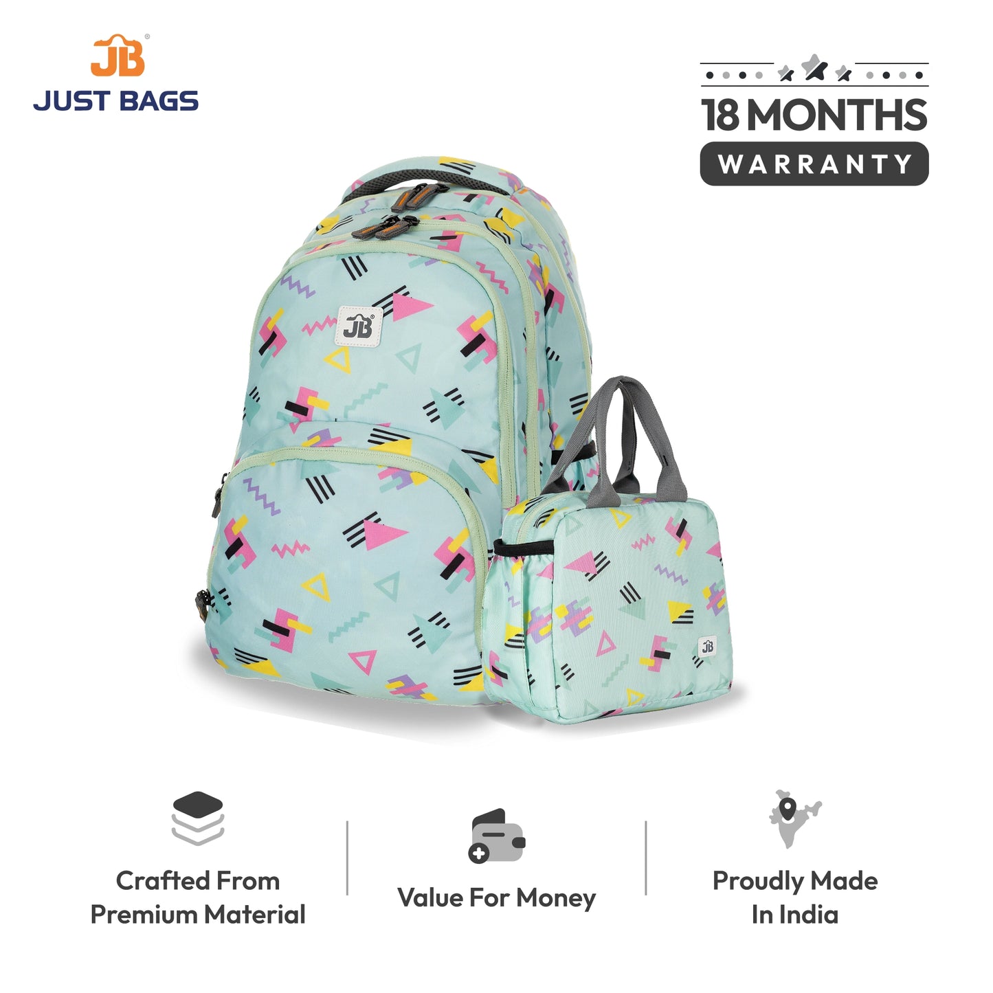 Primary School 25L Backpack & 6L TiffinBag Combo for Kids – 17 Inches-7.5 Inches | Ages 8–10