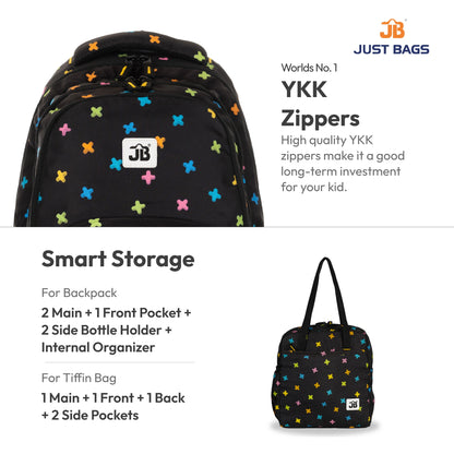 Primary School 25L Backpack & 8L TiffinBag Combo for Kids – 17 Inches & 10.5 Inches | Ages 8–10