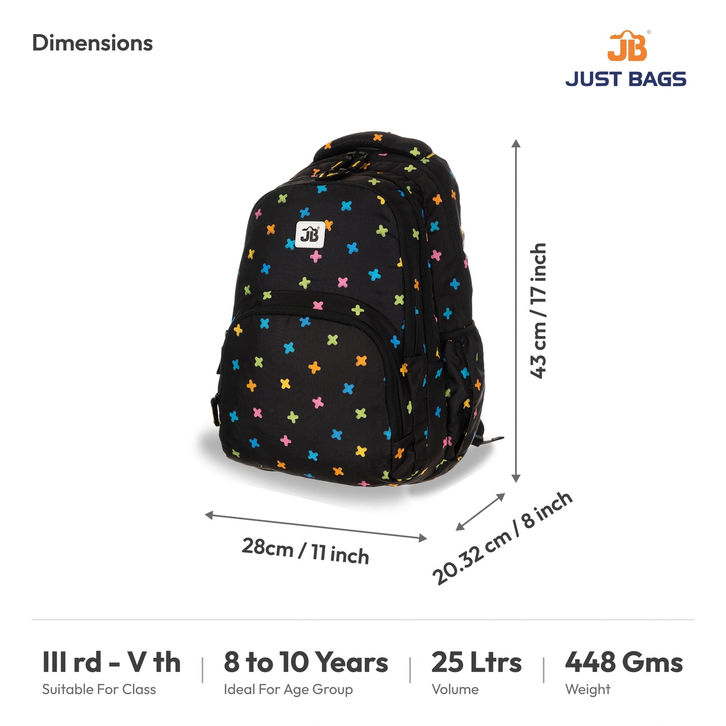 Primary School 25L Backpack for Kids – 17 Inches | Ages 8–10