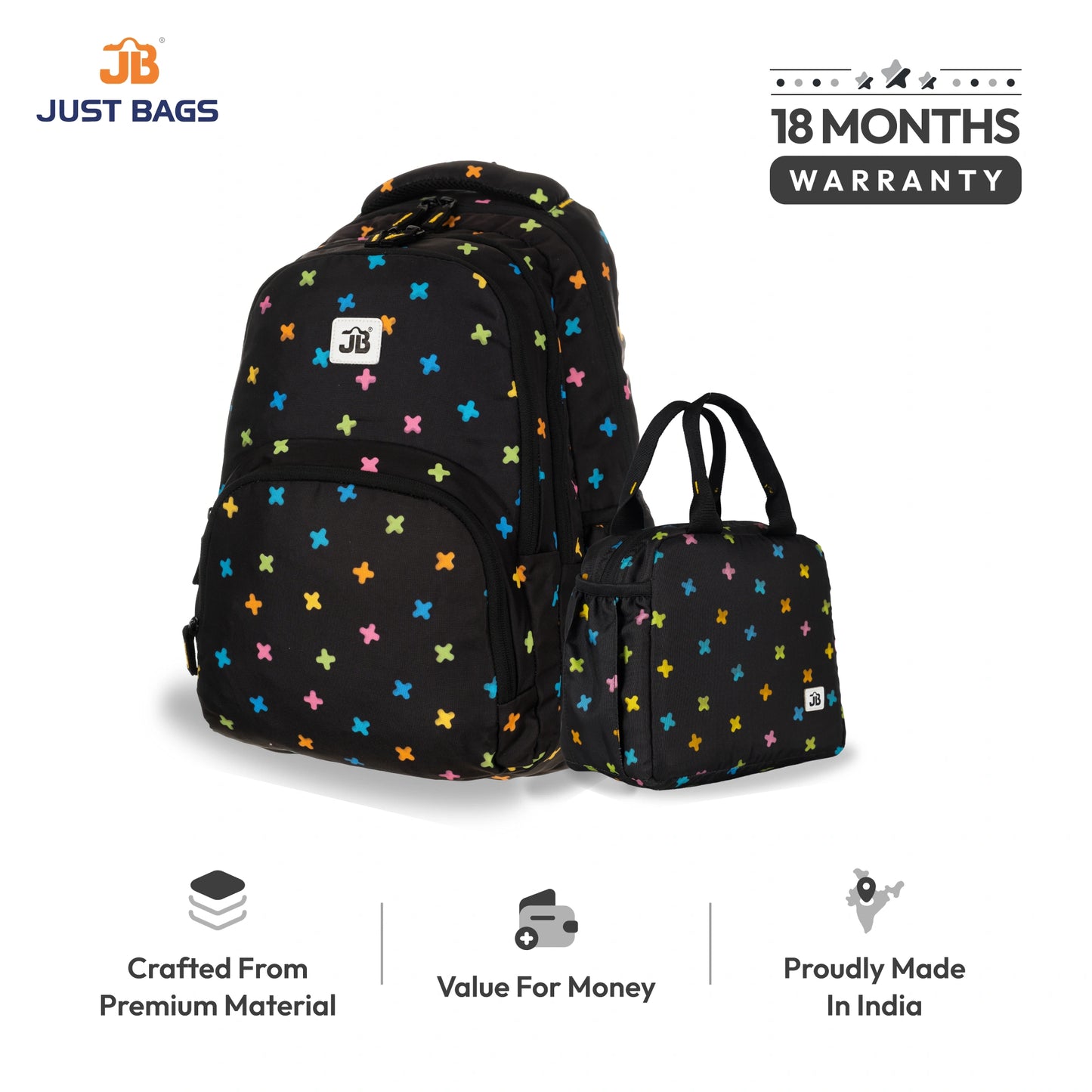 Primary School 25L Backpack & 6L TiffinBag Combo for Kids – 17 Inches-7.5 Inches | Ages 8–10