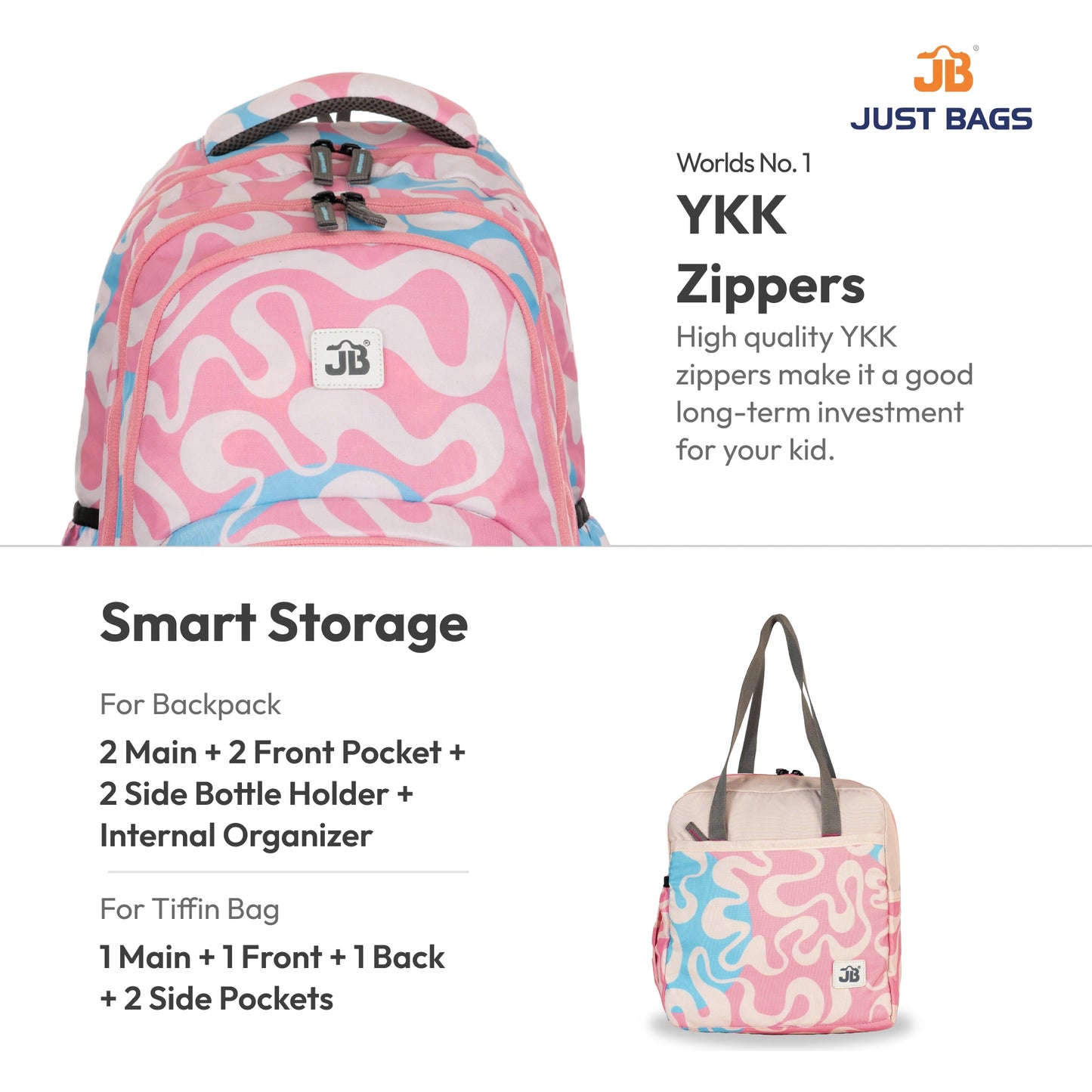 Primary School 25L Backpack & 8L TiffinBag Combo for Kids – 17 Inches & 10.5 Inches | Ages 8–10