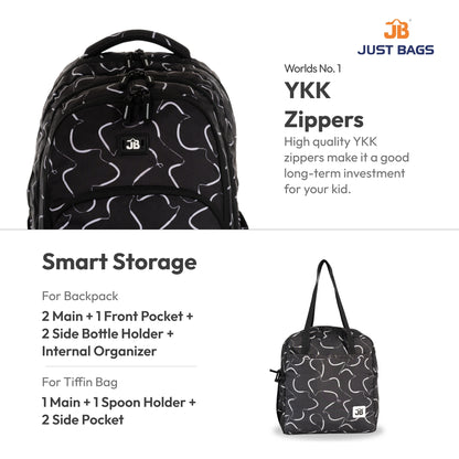 Secondary School 34L Backpack & 8L TiffinBag Combo for Kids – 18 Inches & 10.5 Inches | Age 9+