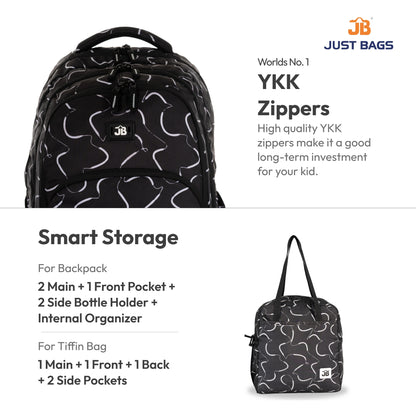 Secondary School 34L Backpack & 8L TiffinBag Combo for Kids – 18 Inches & 10.5 Inches | Age 9+