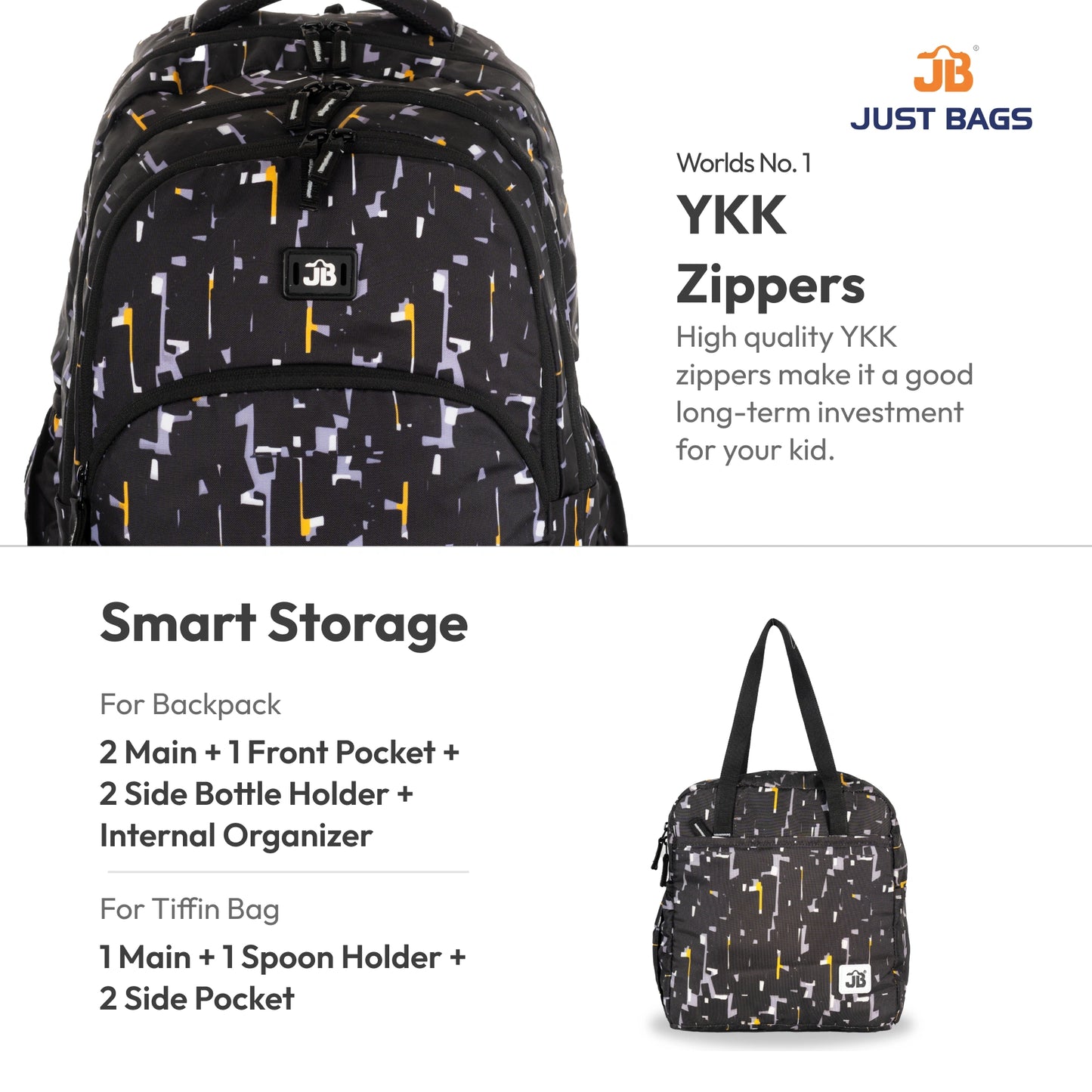 Secondary School 34L Backpack & 8L TiffinBag Combo for Kids – 18 Inches & 10.5 Inches | Age 9+