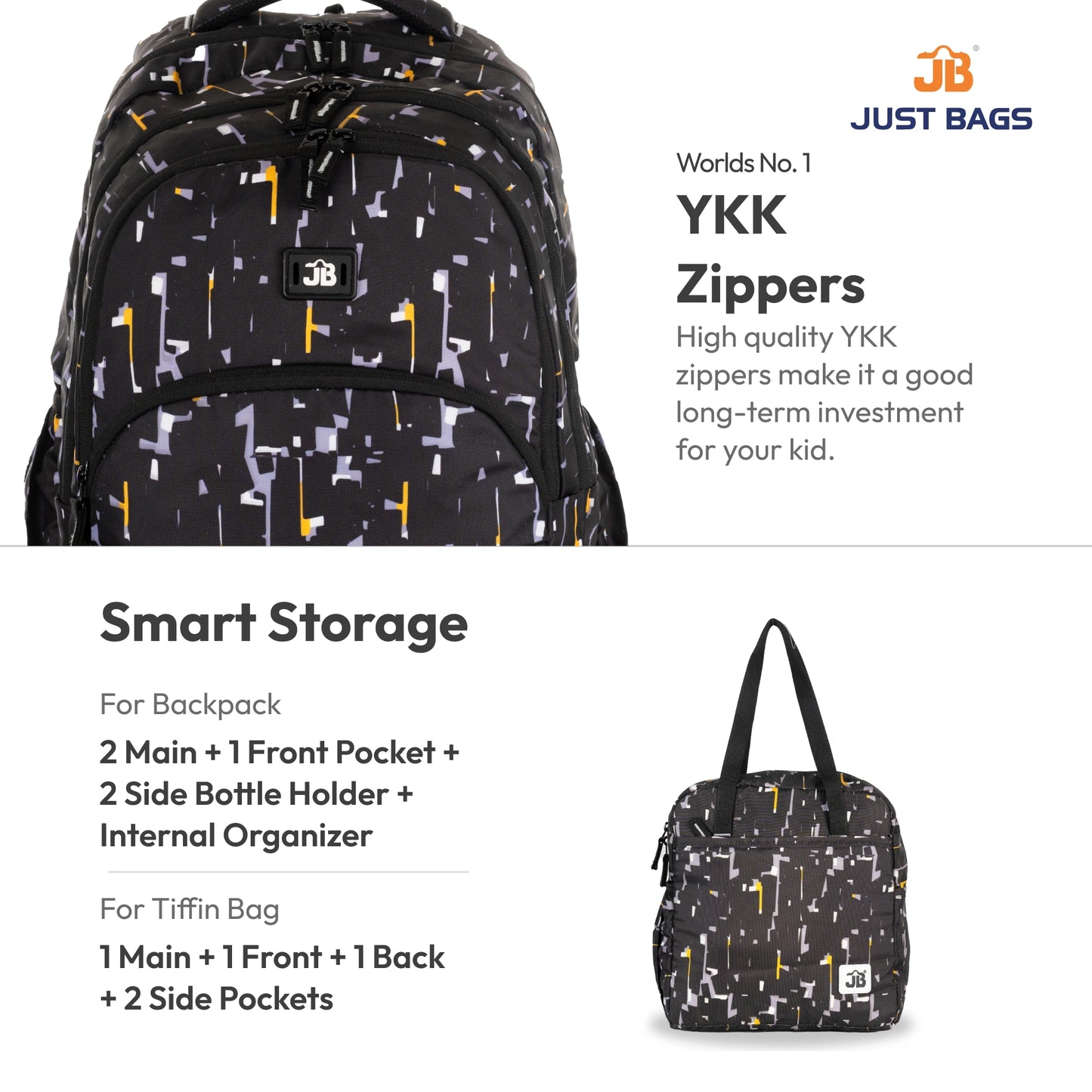 Secondary School 34L Backpack & 8L TiffinBag Combo for Kids – 18 Inches & 10.5 Inches | Age 9+