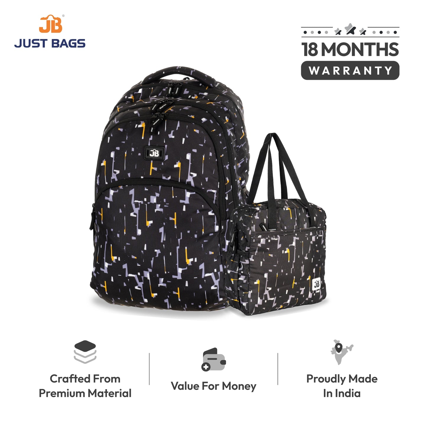 Secondary School 34L Backpack & 8L TiffinBag Combo for Kids – 18 Inches & 10.5 Inches | Age 9+