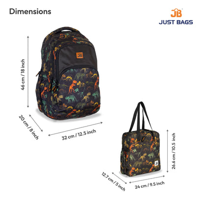 Secondary School 34L Backpack & 8L TiffinBag Combo for Kids – 18 Inches & 10.5 Inches | Age 9+