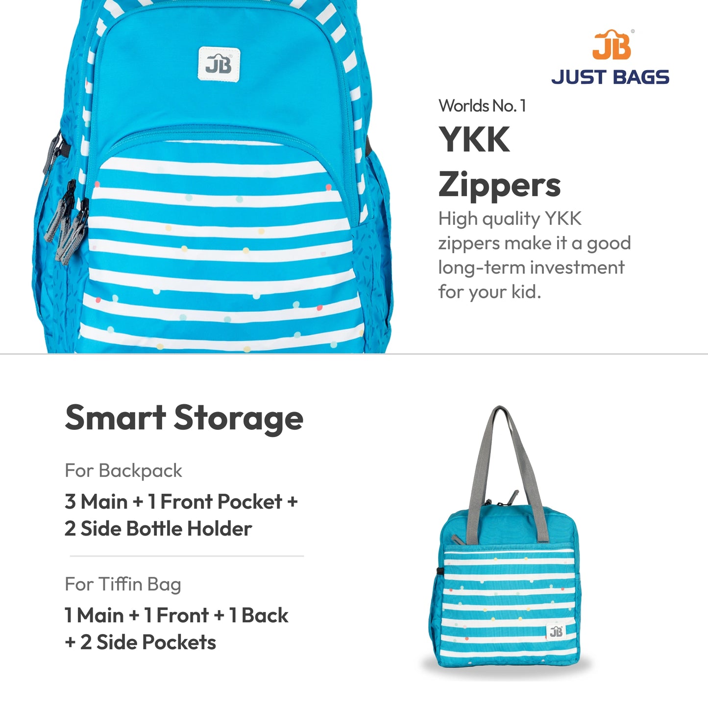 Secondary School 34L Backpack & 8L TiffinBag Combo for Kids – 18 Inches & 10.5 Inches | Age 9+