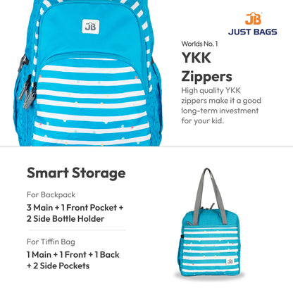 Secondary School 34L Backpack & 8L TiffinBag Combo for Kids – 18 Inches & 10.5 Inches | Age 9+