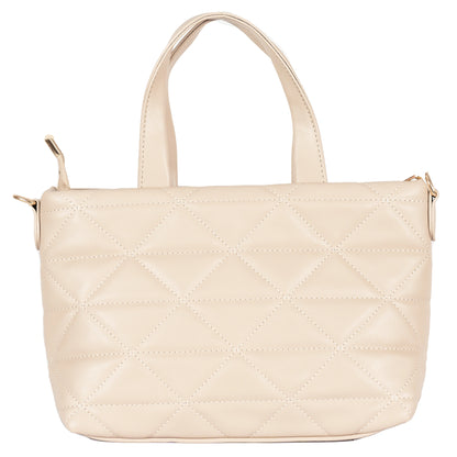 Design 9 Faux Leather Bag with Cross Stitching, Embroidered Belt & Gold Accents