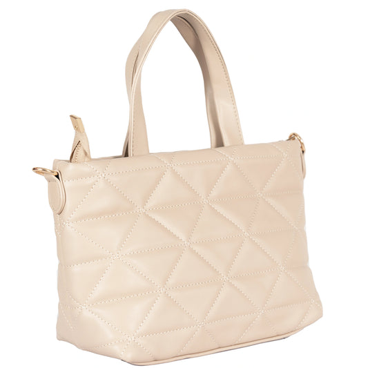 Design 9 Faux Leather Bag with Cross Stitching, Embroidered Belt & Gold Accents