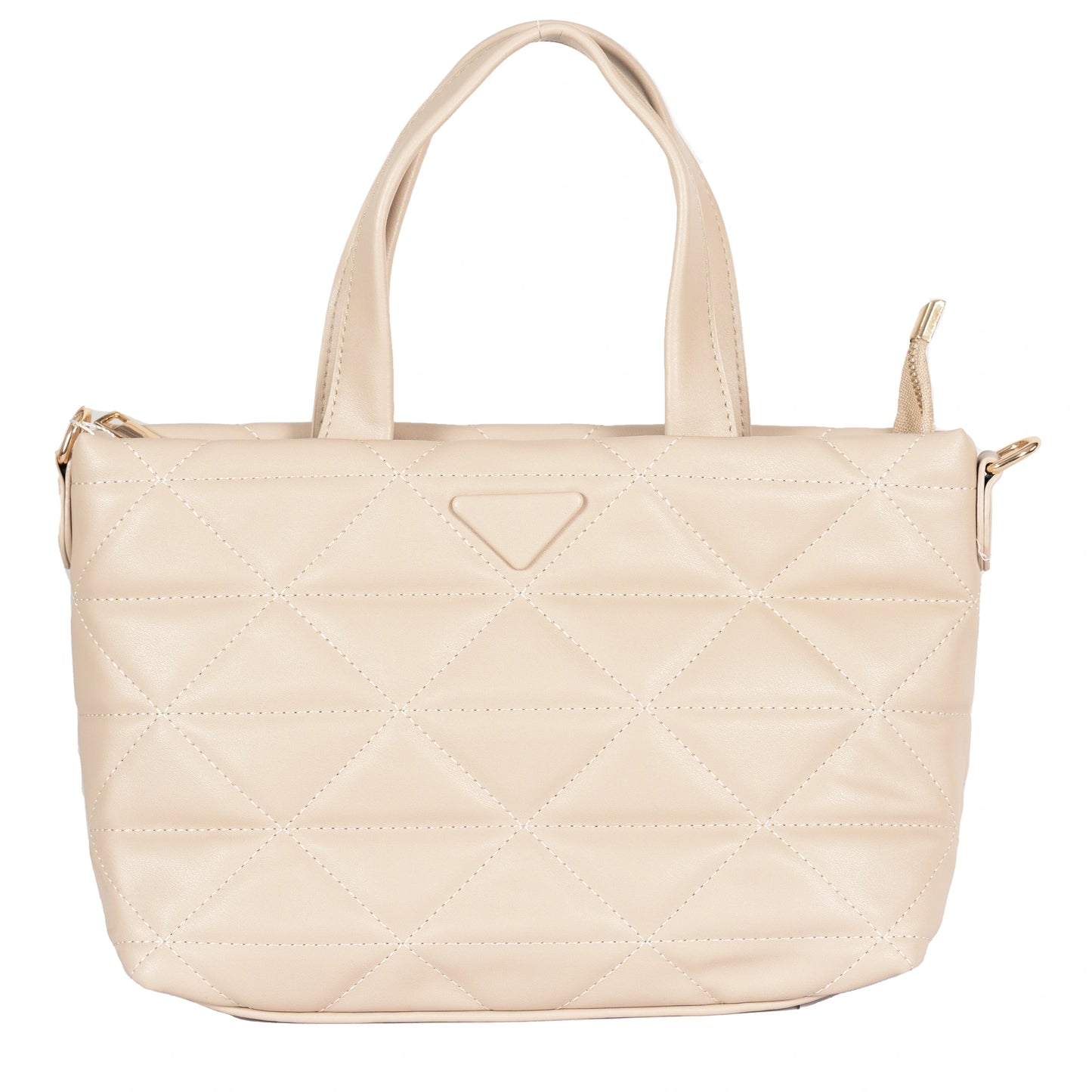 Design 9 Faux Leather Bag with Cross Stitching, Embroidered Belt & Gold Accents