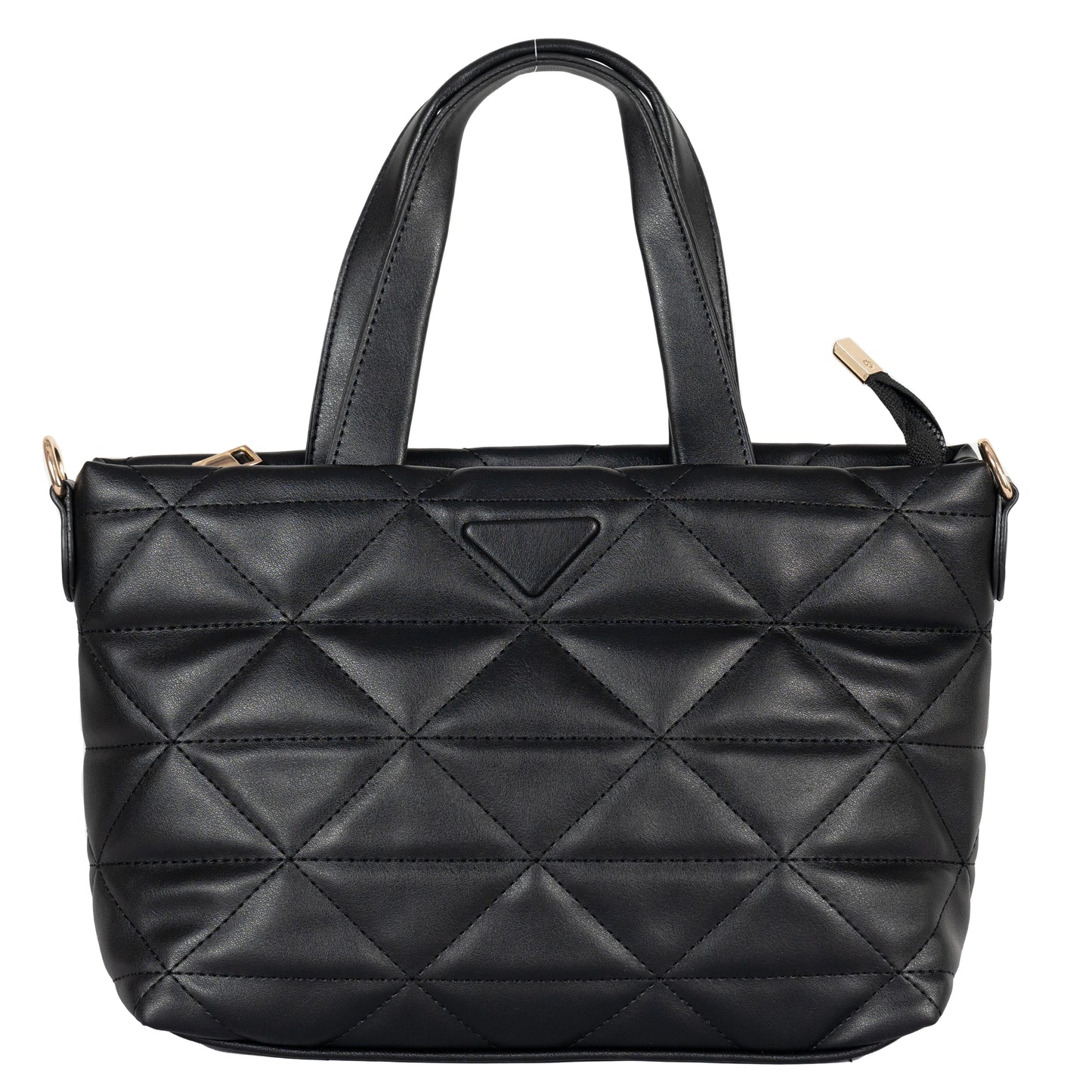 Design 9 Faux Leather Bag with Cross Stitching, Embroidered Belt & Gold Accents