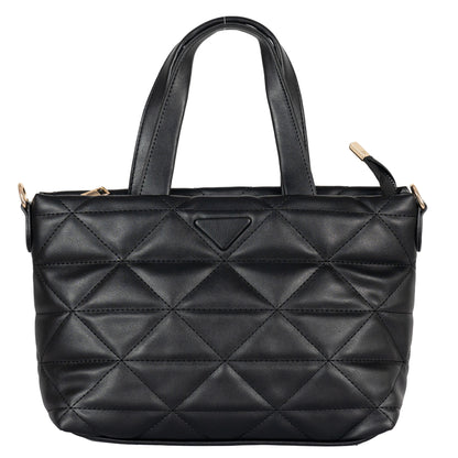 Design 9 Faux Leather Bag with Cross Stitching, Embroidered Belt & Gold Accents