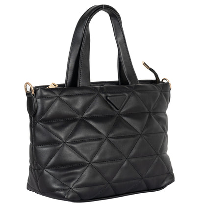 Design 9 Faux Leather Bag with Cross Stitching, Embroidered Belt & Gold Accents